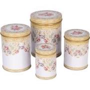 Clayre & Eef Bewaarblik Set van 4 Ø 11 /Ø 9 /Ø 8 /Ø 6 cm Wit Blik