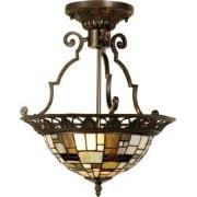 LumiLamp Plafondlamp Tiffany  Ø 37x41 cm  Bruin Beige Metaal Glas Drie...
