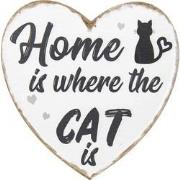 Clayre & Eef Tekstbord  25x25 cm Wit Zwart Metaal Home Cat Wandbord