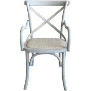 Set van 6 bridge fauteuils van massief hout en webbing L62 cm - BISTRO...