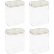 Krumble Voorraadpot rechthoek - set van 4 - 1300 ML - Plastic  - Beige