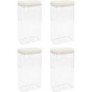 Krumble Voorraadpot rechthoek - set van 4 - 1800 ML - Plastic  - Beige