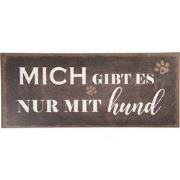 Clayre & Eef Tekstbord  30x13 cm Zwart Metaal Rechthoek Mich Hund Wand...