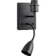 Moderne Muurlamp - Zwart - Met GU10 en E27 Lampvoet - 11 x 17 x 16.5 (...