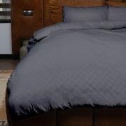 Zydante® Dekbedovertrek Emboss Squares 140x220 cm - Anthracite - met 1...