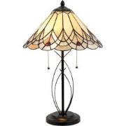 LumiLamp Tiffany Tafellamp  Ø 40x60 cm  Beige Glas Driehoek Tiffany Bu...