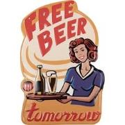 Clayre & Eef Wanddecoratie  40x60 cm Rood Blauw Ijzer Free Beer tomorr...