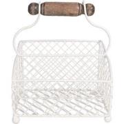 Clayre & Eef Brievenhouder  19x15x9 cm Wit Ijzer Mandje