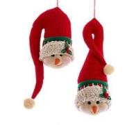 10 inch Fabric Snowman Head Orn 2/Asstd Polyester 26,162x10,16x10,16 c...