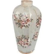 Clayre & Eef Vaas Ø 24x40 cm Grijs Keramiek Bloemen