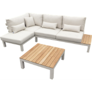 Vita loungeset chaise longue camel sand/teak incl. natural mixed weave...
