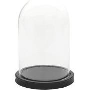 Clayre & Eef Stolp  Ø 17x25 cm Zwart Glas Hout Rond Glazen Stolp