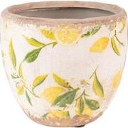 Clayre & Eef Bloempot  Ø 12x11 cm Geel Keramiek Citroen Bloempot binne...