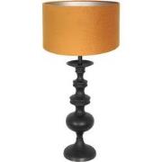 Anne Lighting - tafellamp - Lyons - zwart - hout velours stof - Ø 40cm...