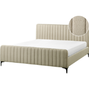 Beliani LUNAN - Tweepersoonsbed-Beige-Bouclé