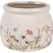 Clayre & Eef Bloempot  Ø 12x10 cm Beige Roze Keramiek Bloemen Bloempot...