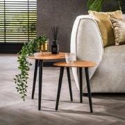 Organische Bijzettafel Set van 2 Elvie Driehoek Acaciahout