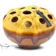 Villa Pottery  Cognac gele vaas  D30 x H22