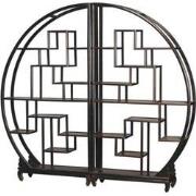 Fine Asianliving Chinese Boekenkast Rond Open Display Kast Zwart