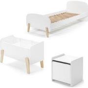 LUCEVI - Kiddy bed + Nachtkastje + Speelkoffer - Wit - 90x200 cm