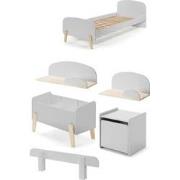 LUCEVI - Kiddy bed + Nachtkastje + Hangplankjes + Uitvalbeveiliging + ...