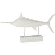 J-Line - Zwaardvis Op Voet Poly Wit - 72x8.5x37.5cm