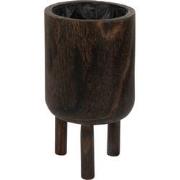 J-Line - Bloempot Op Voet Paulownia Hout Bruin Small - 21.5x21.5x34cm