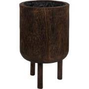 J-Line - Bloempot Op Voet Paulownia Hout Bruin Large - 32x32x44cm