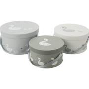 J-Line - Set Van 3 Dozen Zwaan Papier Wit/grijs - 32x32x18cm
