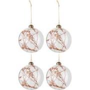 J-Line - Doos Van 4 Kerstballen Gedroogde Bloemen Roest Glas Transpara...