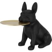 J-Line - Plateau Bulldog Poly Zwart/goud Small - 45x20x32.5cm