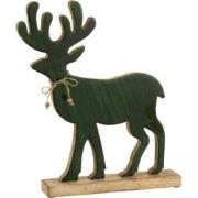 J-Line - Beeldje Rendier Hout Groen Large - 41x33.5x6cm