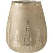 J-Line - Theelichthouder Blad Rond Glas Zilver Large - 25x25x31cm