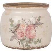 Clayre & Eef Bloempot Ø 16x13 cm Beige Keramiek Bloemen