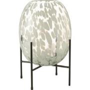 J-Line - Vaas Op Voet Spikkel Glas Grijs/wit Large - 23x23x37cm