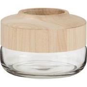 J-Line - Vaas Breed Laag Hout/glas Lichtbruin - 25x25x17.5cm