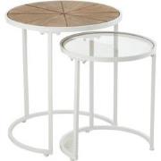 J-Line - Set Van Twee Bijzettafels Lounge Metaal/hout Wit/naturel - 50...