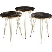 J-Line - Set Van Drie Bijzettafels Mdf/metaal Wit/zwart - 38x38x56cm