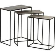 J-Line - Set Van 3 Bijzettafels Rechthoekig Aluminium Zwart/mix - 53x2...