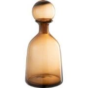 J-Line - Fles+stop Effen Decoratief Laag Glas Bruin Small - 14x14x33cm