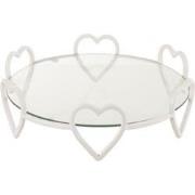 J-Line - Schotel Rond Harten Metaal/glas Wit - 36x36x10cm