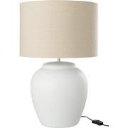 J-Line - Lamp Meli + Kap Keramiek Linnen Wit Large - 41x41x60cm