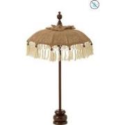 J-Line - Parasol Kwast+voet Jute/hout Beige/wit Small - 52x52x87cm