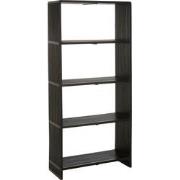 J-Line - Boekenkast 4 Schappen Gerecycleerd Teak Zwart - 88x35x190cm