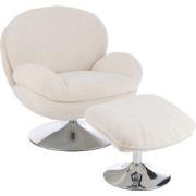 J-Line - Relax Zetel+ Voetbank Metaal/multiplex Creme/zilver - 88.5x83...