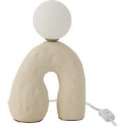 J-Line - Tafel Lamp Boog Glas Globe Aardewerk Beige - 19.5x11x30cm