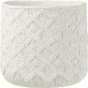 J-Line - Bloempot Geruit Cement Wit Large - 33x33x28.5cm