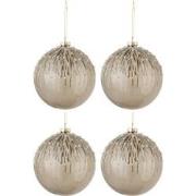 J-Line - Doos Van 4 Kerstballen Parels Glitter Glas Grijs Large - 12x1...