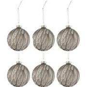 J-Line - Doos Van 6 Kerstballen Gevlekt Glas Mat Grijs Small - 8.5x8.5...