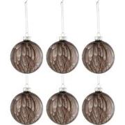 J-Line - Doos Van 6 Kerstballen Gevlekt Glas Blinkend Donker Grijs Sma...
